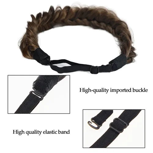 Miniatura 3 de Diadema trenzada de 2 hebras, clásica, gruesa, trenzada, ancha, elástica, elástica, de calidad, sintética, trenzada, para mujeres y niñas