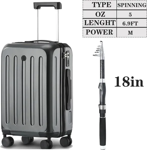 Miniatura 2 de Paquete de 2 cañas de pescar combinadas, carretes giratorios de fibra de carbono, bolsa transportadora de pesca para viajes, agua salada y agua dulce