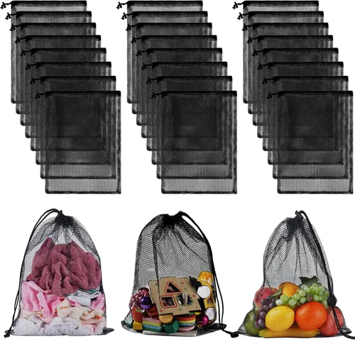 Miniatura 9 de 13 "X15.5" 12pcs malla lavandería cordón bolsa nylon cordón gimnasio bolsa con cierre de cordón