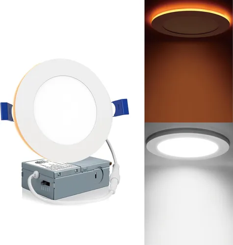 Miniatura 10 de Meconard Paquete de 1 lámpara de techo empotrable LED ultrafina de 6 pulgadas, 3000 K/4000 K/5000 K seleccionable, regulable de 12 W = 110 W, 1050