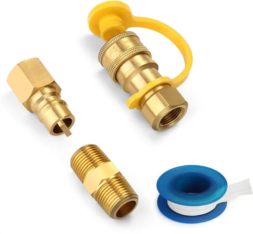 WADEO Accesorios de conexión rápida de gas natural de 3/8 pulgadas, kit de desconexión rápida de manguera de gas propano LP para sistemas de gas