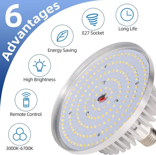Miniatura 5 de Bombilla LED tricolor regulable de 175 W para fotografía de 3000 a 6700 K, bombilla de caja de luz de color en enchufe E27 para fotografía