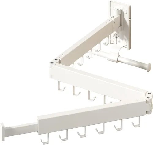 Miniatura 15 de HEILAIYI Estante de Secado de Ropa para Lavandería, Perchero de Ropa Montado en la Pared, Plegable, Retráctil, Plegable (Con Ganchos en Forma de J)