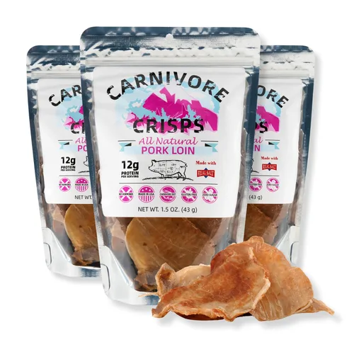 Miniatura 8 de Carnivore Crisps pechuga de ternera, (3) bolsa de 1.5 onzas, 0.35 oz de proteínas por porción, hecha con sal real de Redmond, aprobada por dieta