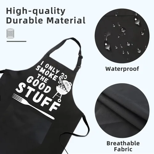 Miniatura 4 de Ougher Delantales divertidos para hombres, delantal de barbacoa para papá con 2 bolsillos, correa ajustable para el cuello, delantales de cocina