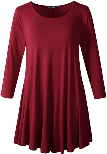 ZENNILO Blusa informal básica holgada tipo túnica de mujer en talla grande para usar con leggings.