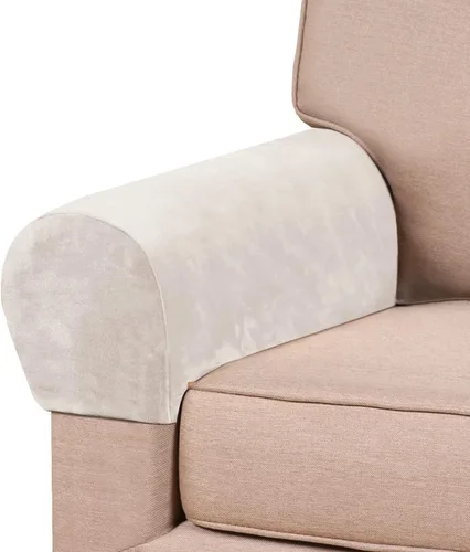 Miniatura 10 de PrinceDeco 4 Pack Thick Velvet Stretch Armrest Covers for Chairs and Sofas - Non Slip, Brown