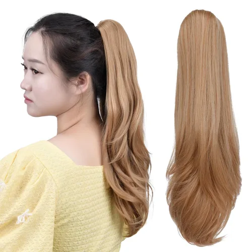 Miniatura 27 de Extensión de cola de caballo negra con clip de garra, ondulada, 10 pulgadas, 3.5 onzas, sintético, como verdaderos, postizos, para mujer, Yaki