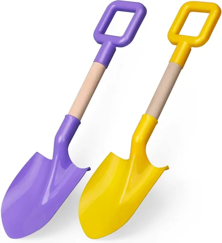 Miniatura 8 de Dilabnba Palas de arena para niños de 16 pulgadas, mango de madera resistente, palas de plástico ABS, herramientas para excavar playa, arenero