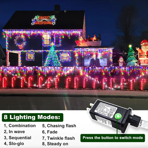 Miniatura 4 de Luces de Navidad de Carámbanos para Exteriores, 33 pies 400 Luces LED de Carámbanos para Exteriores, Luces Centelleantes Enchufables para Interiores