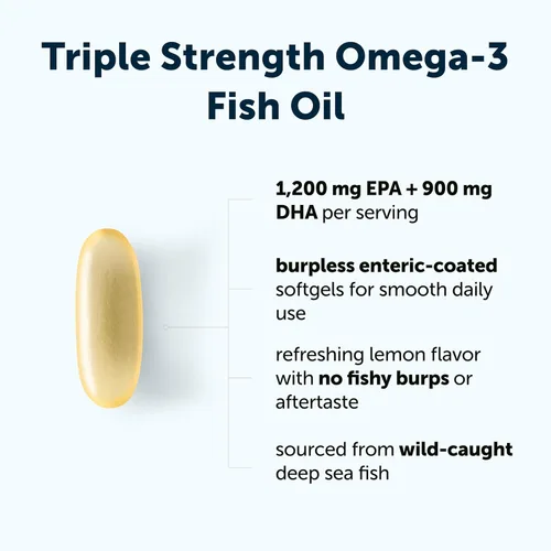 Miniatura 3 de Micro Ingredients Suplementos de aceite de pescado Omega 3 de triple fuerza, 4200 mg por porción, 120 cápsulas blandas, sabor a limón, sin