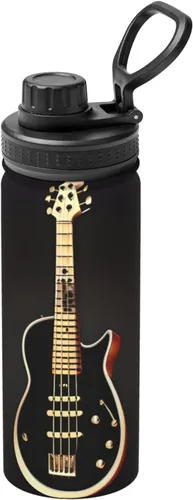 Black Guitar Insulated Stainless Steel Kettle | Print Funny Water Bottle Insulated | Ideal for Sports and Travel