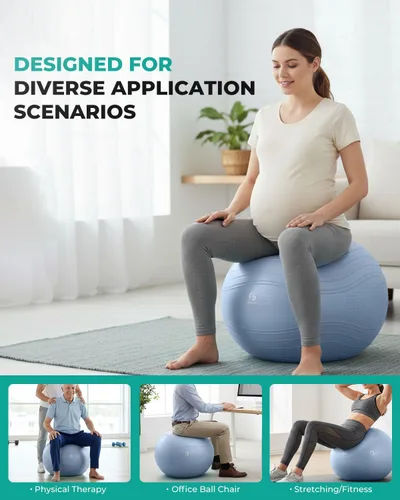 Miniatura 7 de Gruper Pelota de yoga, pelota de ejercicio extra gruesa para entrenamiento y estabilidad durante el embarazo, 4 tamaños, pelota de equilibrio