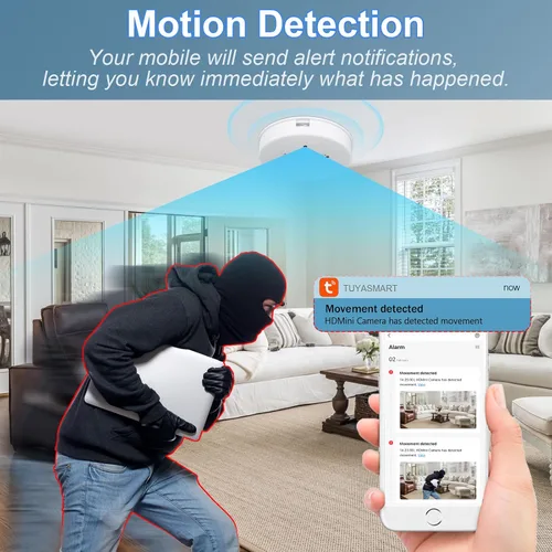 Miniatura 7 de UYIKOO Cámara oculta Detector de humo Video Cámara pequeña 1080P HD Cámara inalámbrica WiFi con visión nocturna y detección de movimiento Cámara