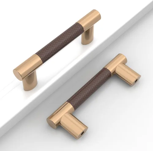 Miniatura 14 de Paquete de 10 manijas para alacena con agujero central de 3 pulgadas (76mm), tiradores de gabinete negros y dorados, tiradores de cajón de cocina