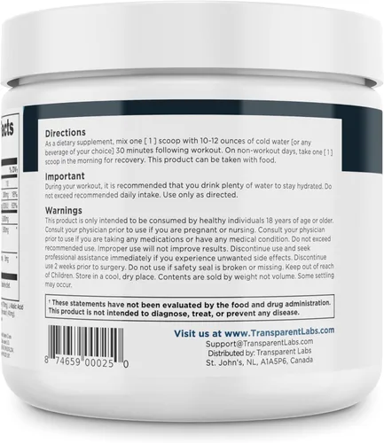 Miniatura 8 de Transparent Labs Creatine HMB - Monohidrato de creatina en polvo con HMB para crecimiento muscular, mayor fuerza, mayor producción de energía