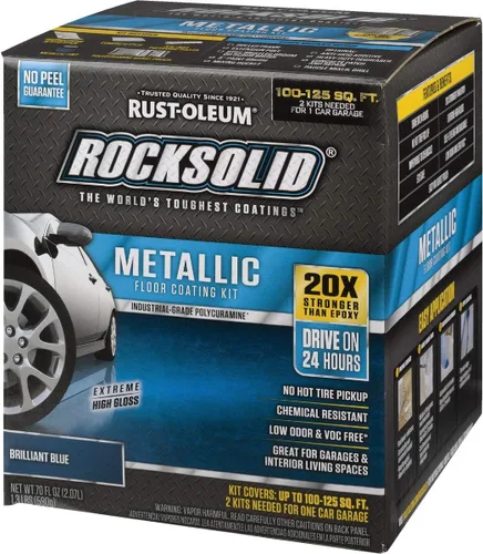 Miniatura 13 de Kit de piso para cochera de aspecto metálico de bala de plata Rust-Oleum RockSolid., Paquete de 1