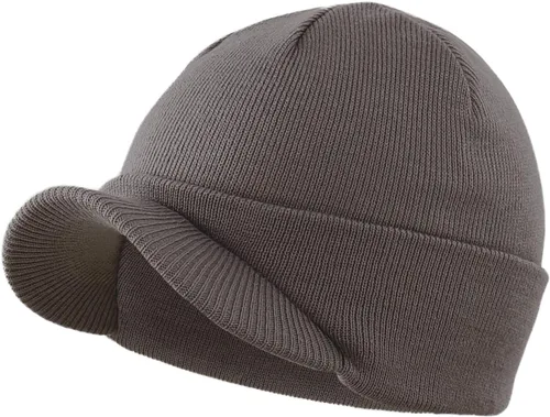 Miniatura 55 de Home Prefer - Gorro de invierno para hombre con visera, cálida y doble punto.