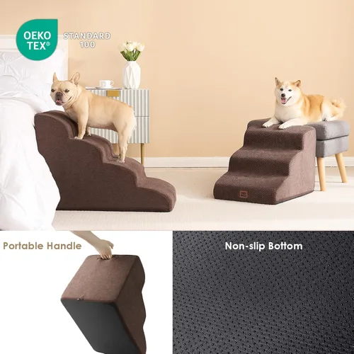 Miniatura 5 de EHEYCIGA Rampa de escaleras curvadas para perros pequeños de 15.7 pulgadas de alto, escalones para perros de 3 escalones para sofá y silla