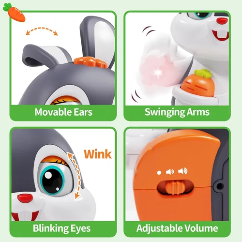 Miniatura 3 de Juguete musical de conejo para bebé, juguete bailando y gateando, juguetes para bebés con luz de 0-3-6, 6-12, 12-18 meses, regalos de cumpleaños
