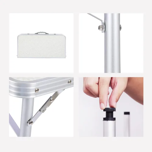 Miniatura 5 de RedSwing Mesa plegable cuadrada pequeña de 2 pies de altura ajustable, mesa de campamento de aluminio ligera y portátil para picnic en interiores