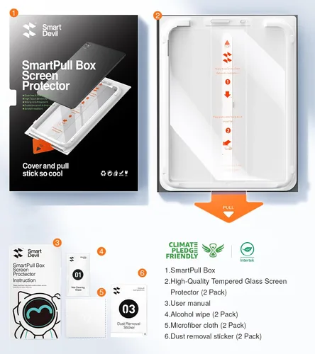 Miniatura 7 de SMARTDEVIL Protector de pantalla para iPad Air 5ª/4ª de 10.9 pulgadas (2022/2020), iPad Pro de 11 pulgadas (2022/2021/2020/2018) con marco de fácil