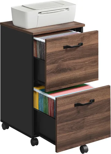Miniatura 10 de VASAGLE Archivador móvil con ruedas, 2 cajones, estante abierto, para A4, tamaño carta, carpetas colgantes, gris carbón y negro tinta UOFC071B04