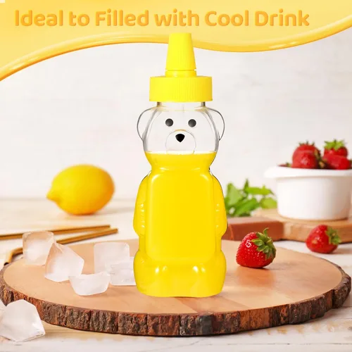 Miniatura 6 de Roshtia 50 botellas de plástico vacías de 5 onzas con forma de osito de miel, vasos vacíos transparentes para apretar, botella de jugo reutilizable
