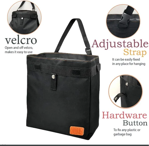 Miniatura 3 de Bolsa de basura para automóvil, organizador extragrande, impermeable y plegable; se cuelga en el reposacabezas, asiento trasero y puerta lateral