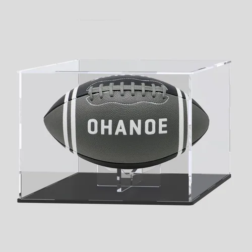 Miniatura 25 de Vitrina de acrílico con base negra, caja de exhibición de acrílico transparente de autoensamblaje con tapa, 6 pulgadas (largo y ancho) x 7.8 Negro