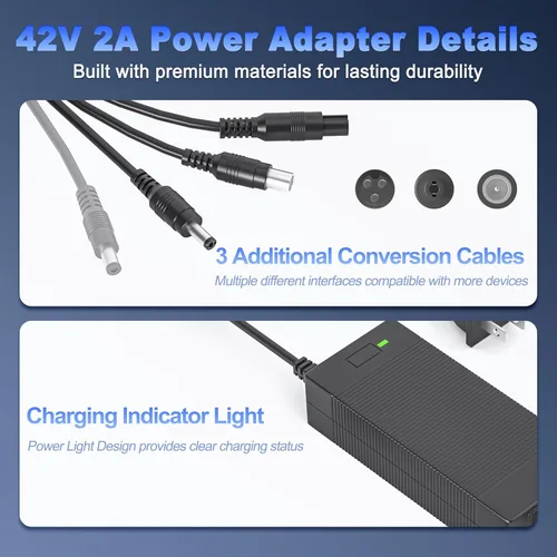 Miniatura 7 de Cargador de 42V 2A compatible con Hiboy S2 Pro, S2, KS4, KS4 Pro, NEX, compatible con Gotrax GXL V2, G2, G3, G4, fuente de alimentación eléctrica