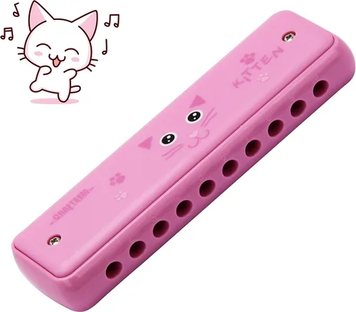 Miniatura 9 de Crafteem Armónica de blues colorida, clave de do para niños, niños pequeños, principiantes, instrumento musical de juguete con 10 agujeros y 20 tonos