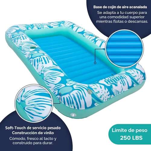 Miniatura 5 de Aqua Inflatable Tanning Pool Lounger, Premium Pool Float with Cupholders and Removeable Pillow for Relaxation and Fun
