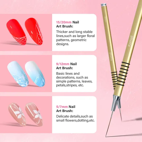 Miniatura 4 de Komall - Pinceles metálicos para arte de uñas, juego de 6 pinceles antideslizantes, juego de pinceles para pintar con esmalte de gel UV, diseño