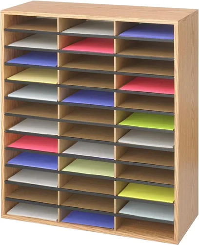 Miniatura 4 de Safco - Organizador de Literatura, 24 Compartimentos, Buzón para Oficina y Aula con Estantes Ajustables, Organizador de Papel y Correo de Madera