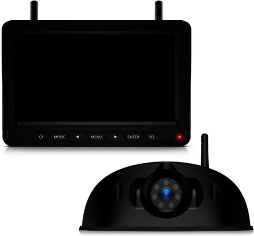 Fookoo Sistema de cámara de respaldo inalámbrica HD 1080P de 7" para RV Furrion pre-cableado, furgoneta camper, monitor DVR IPS de 7" y cámara de