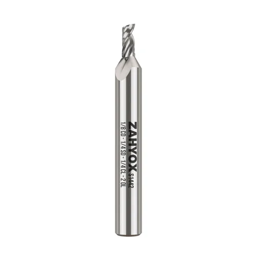 ZahyoX O Flauta Upcut espiral CNC Bit, Broca de enrutador de flauta única, Diámetro de corte de 1/8", vástago de 1/4", Longitud de corte de 1/4",