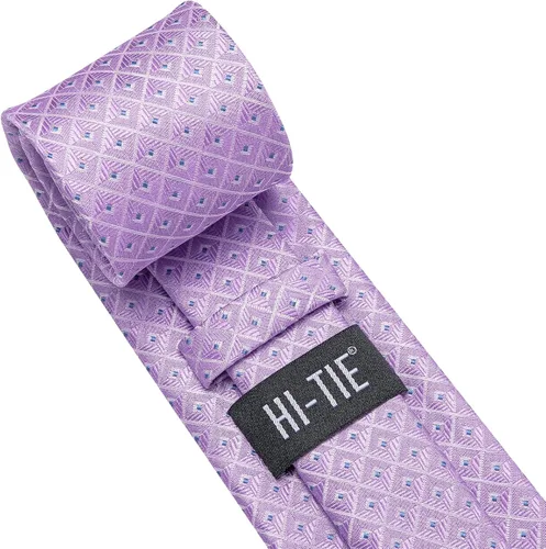 Miniatura 87 de Hi-Tie Corbata clásica de cachemira para hombre con pañuelo y gemelos a cuadros
