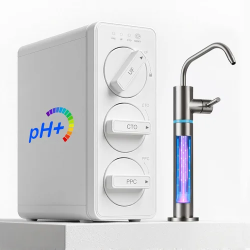 Miniatura 11 de LCF Filtro de agua alcalina de encimera, iones de plata mejorados, filtro de agua de acero inoxidable de 6 etapas para llave de fregadero, reduce
