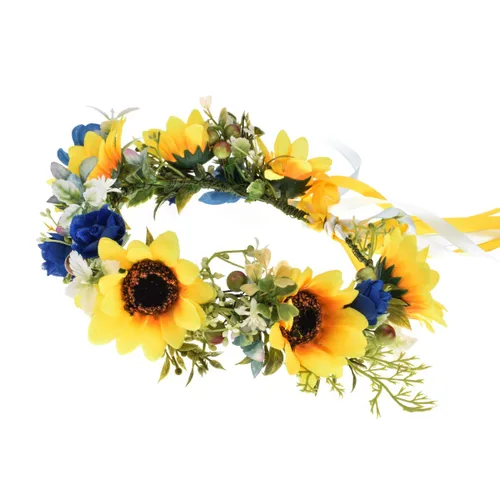Miniatura 2 de Daisy Crown - Corona de girasol para maternidad, para fotos de cumpleaños, boda, festival, floral, NC33 (amarillo azul), Amarillo Azul