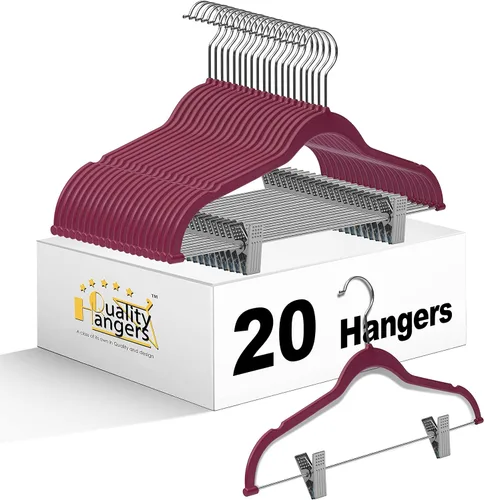 Miniatura 18 de Paquete de 80 perchas de plástico de calidad negra no aterciopeladas, no flocadas, compactas con clips de metal para faldas, pantalones, blusas