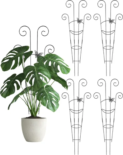 Miniatura 8 de Paquete de 4 enrejados de plantas trepadoras de interior, enrejado pequeño para plantas en macetas al aire libre, enrejado de metal para plantas