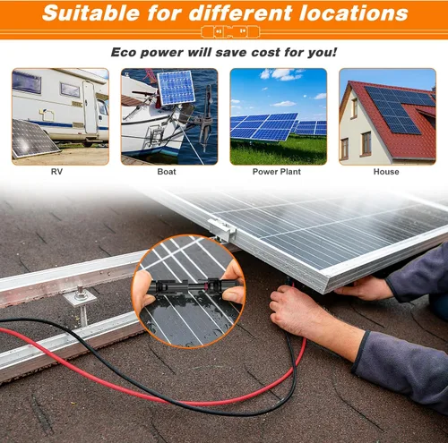 Miniatura 9 de PEBA Kit de herramientas de prensado, crimpadora solar para cable de panel solar AWG 16-10, con 6 pares de conectores solares IP68 y 1 par de llave