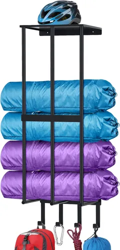 Estante de almacenamiento para sillas de camping para la pared del garaje, estante de almacenamiento para sillas de camping de metal con soporte de