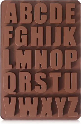 Ymapinc Moldes de silicona para chocolate, 26 cavidades del alfabeto, decoración de pasteles, fácil liberación, molde de regalo de fiesta, 10.67 x