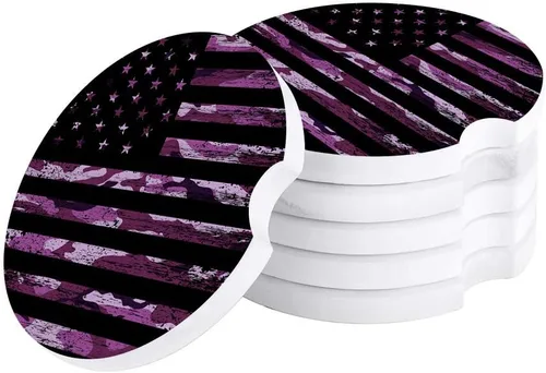 Miniatura 27 de Portavasos retro con la bandera estadounidense para mujeres/hombres, paquete de 4 posavasos absorbentes de cerámica para bebidas, juego de posavasos