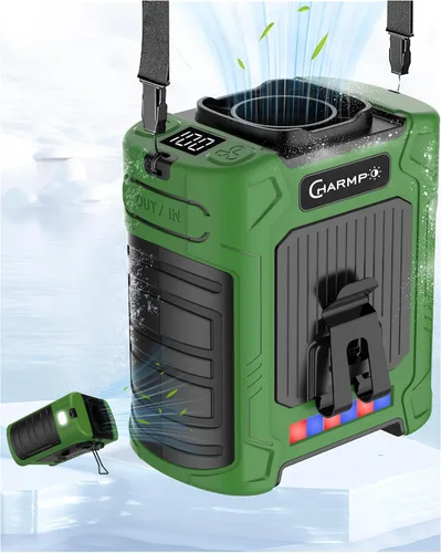 Miniatura 10 de Ventilador de cintura portátil – Batería de 6000 mAh, 3 velocidades, flujo de aire fuerte, hasta 16 horas de tiempo de trabajo, ventilador portátil