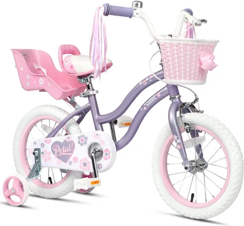 Miniatura 11 de Glerc Petal Girls Bike 12-18 Inch for Ages 2-9, Kids Bike with Training Wheels, Basket & Streamers, Princess Style Kids Bicycle, for Girls