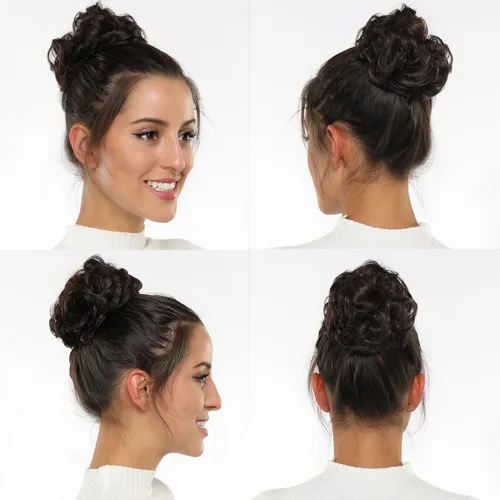 Miniatura 5 de Rose bud Extensiones de Cabello para Mujer con Forma de Moño Desordenado, Extensión de Cabello con Moño Rizado y Despeinado, Scrunchie de Cabello