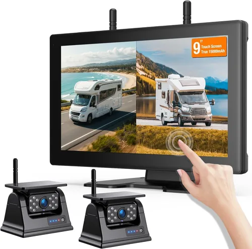 Miniatura 10 de Cámara de respaldo inalámbrica solar magnética Plug and Play 7 pulgadas 1080P HD DVR IPS, visión nocturna IR, instalación solar impermeable IP69